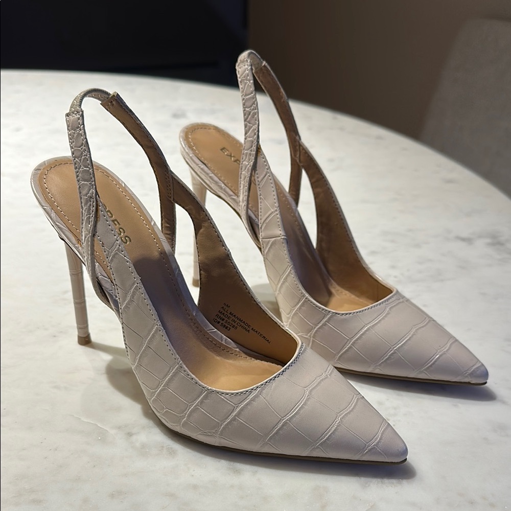 Express Women's Cream Slingback Heels